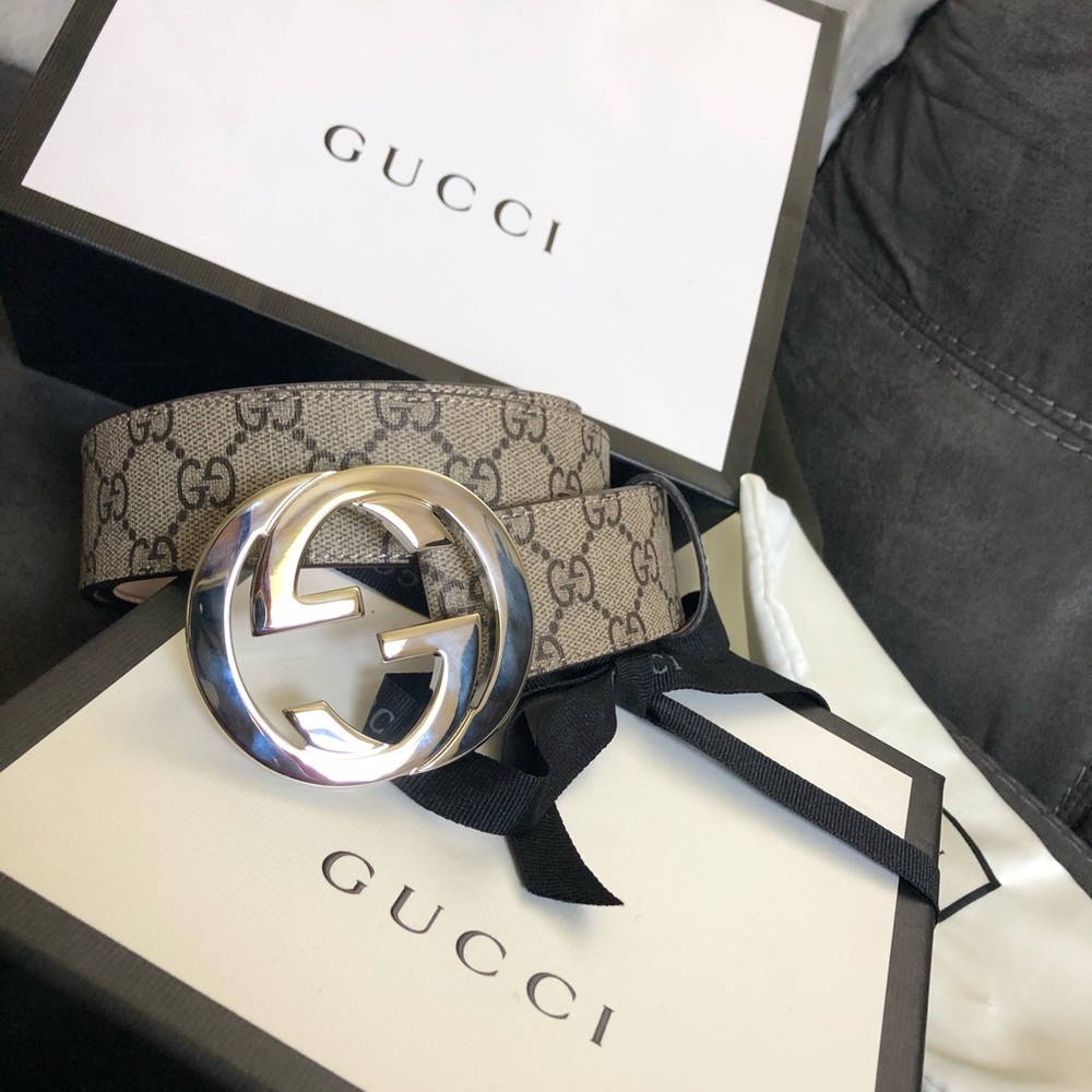 Authentic Gucci belt supreme beige initiales